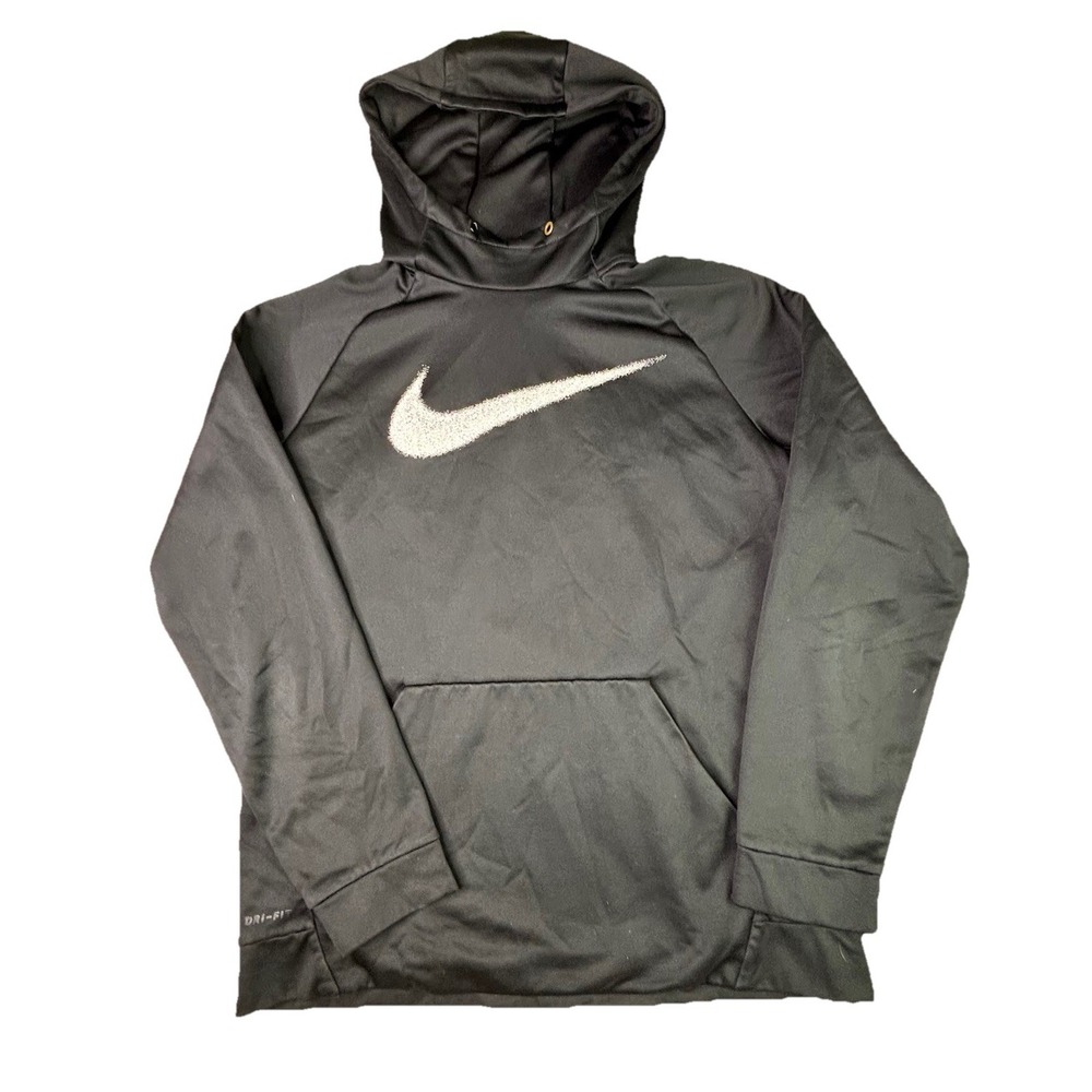 Nike Men Large Therma-Fit Hoodie Sweatshirt Pullover Center Swoosh NO DRAWSTRING
